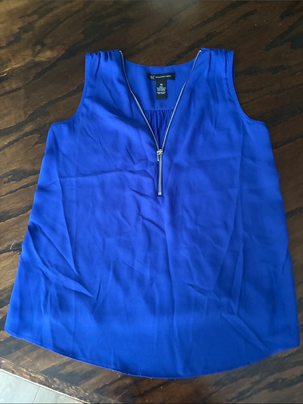 INC International Concepts Cobalt Blue Zip-Front Sleeveless Camisole